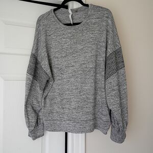 Gray Heathered Sweatshirt with Striped Sleeve Detail NY Collection Size XL